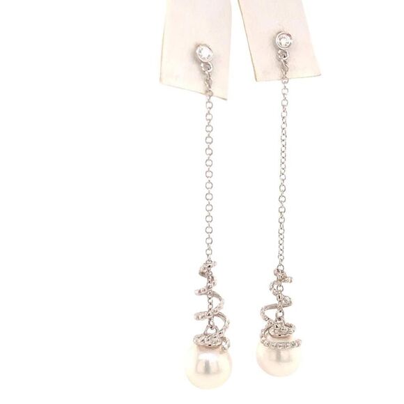 Akoya Pearl Earrings 14 KT Gold Certified $999 013431 - Picture 7 of 11